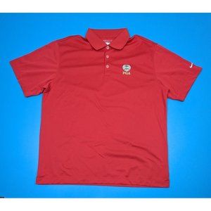 Nike Polo Shirt Mens XL Short Sleeve Red Dri Fit PGA Golf